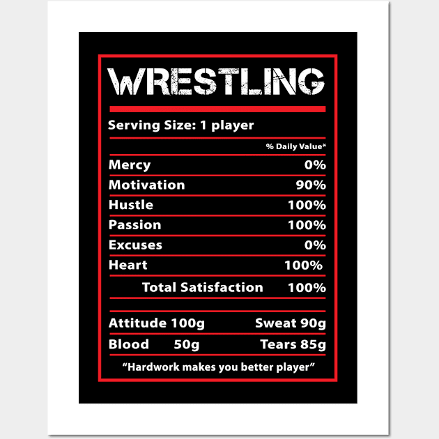 Wrestling Nutrition facts funny - Wrestler or MMA gift Wall Art by tmuzaa